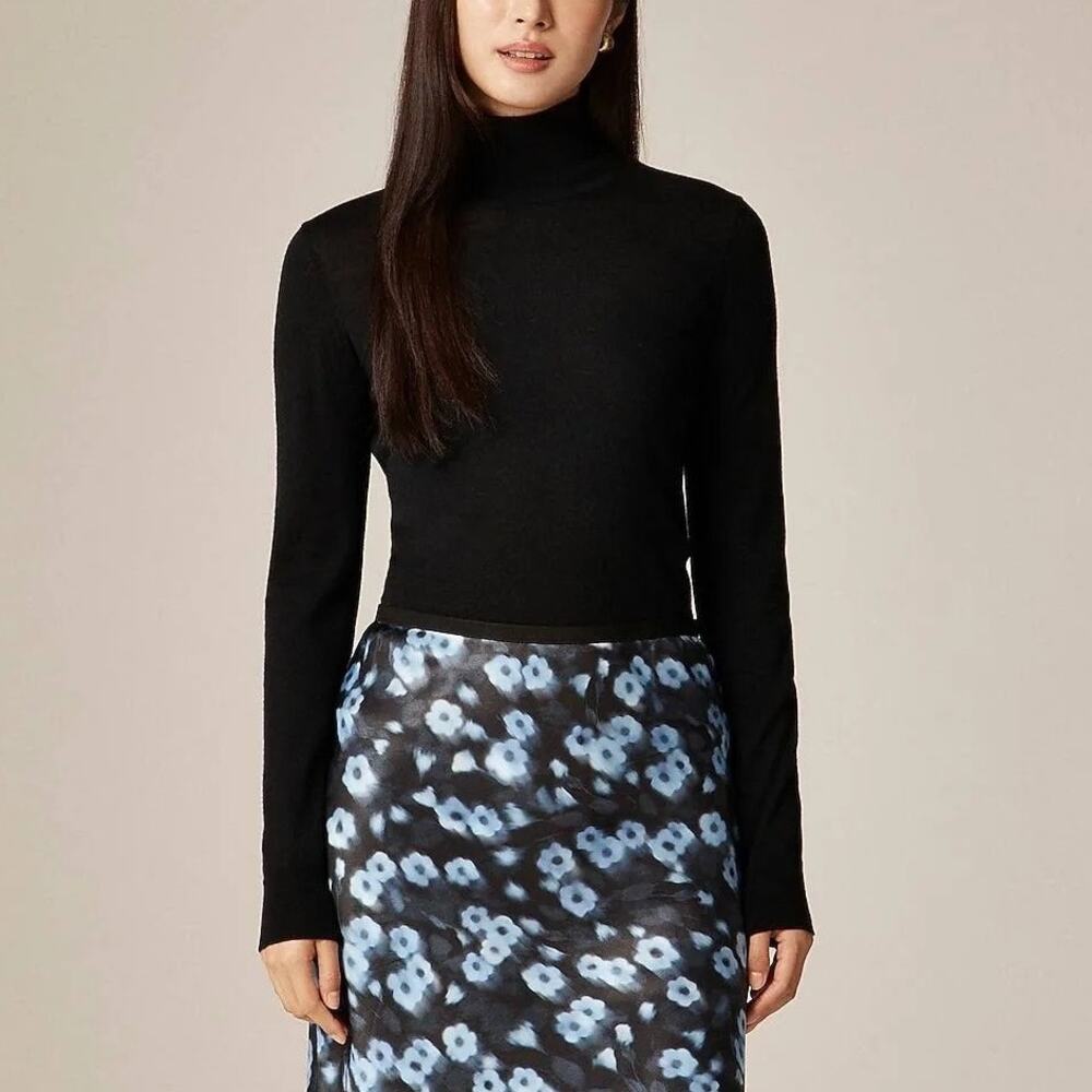 J.Crew Carolyn Turtleneck Sweater Merino Wool Black Size Medium NWT